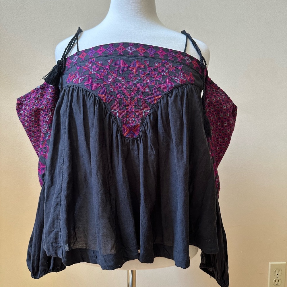 Free People Vacay Vibin Top Blouse Off The Shoulder Size Small